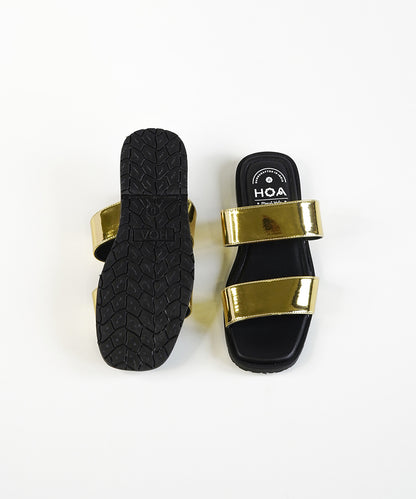 Gold Double Strap Sandals