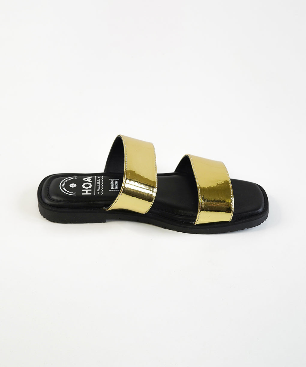 Gold Double Strap Sandals