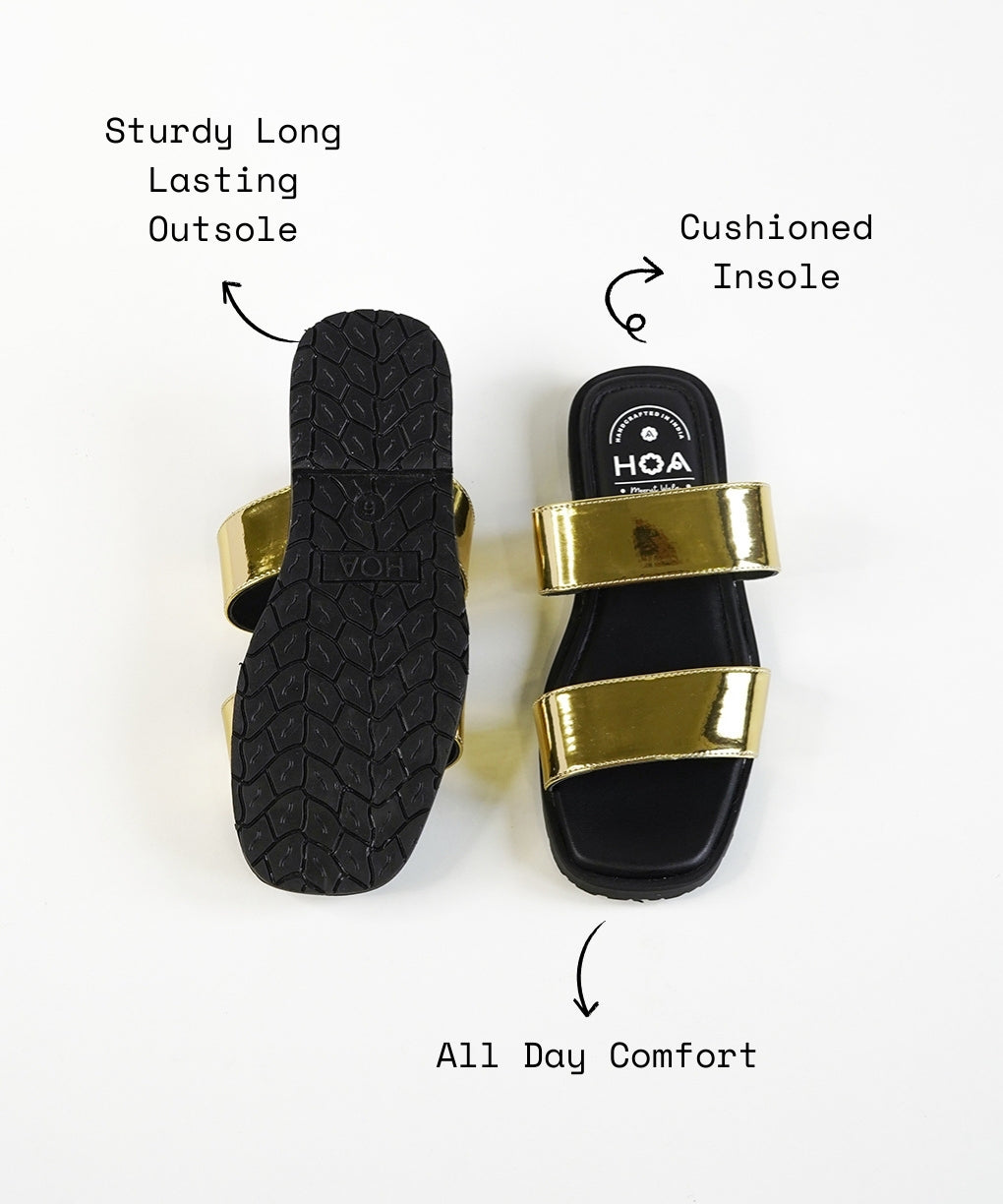 Gold Double Strap Sandals