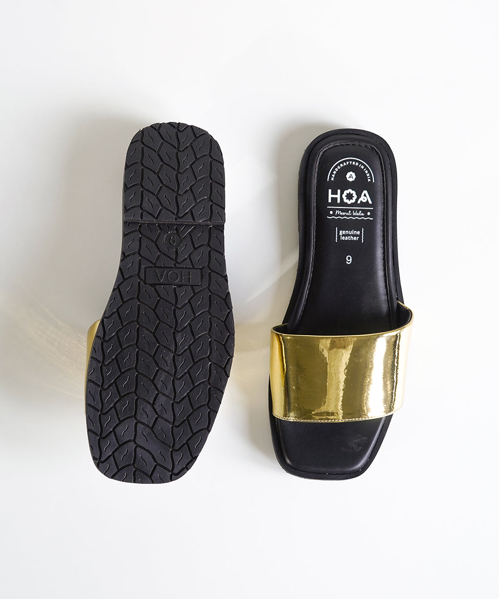 Gold Slip-on Flat Sandals