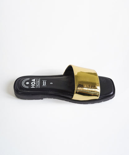 Gold Slip-on Flat Sandals