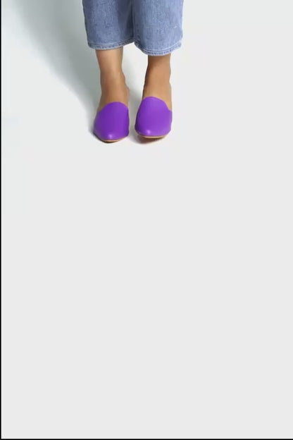 Purple Pop Mules Heels